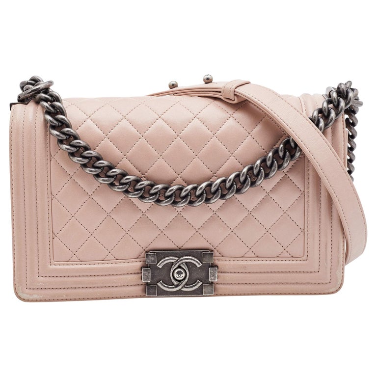 Chanel Beige Quilted Leather Medium Boy Flap Bag For Sale at 1stDibs