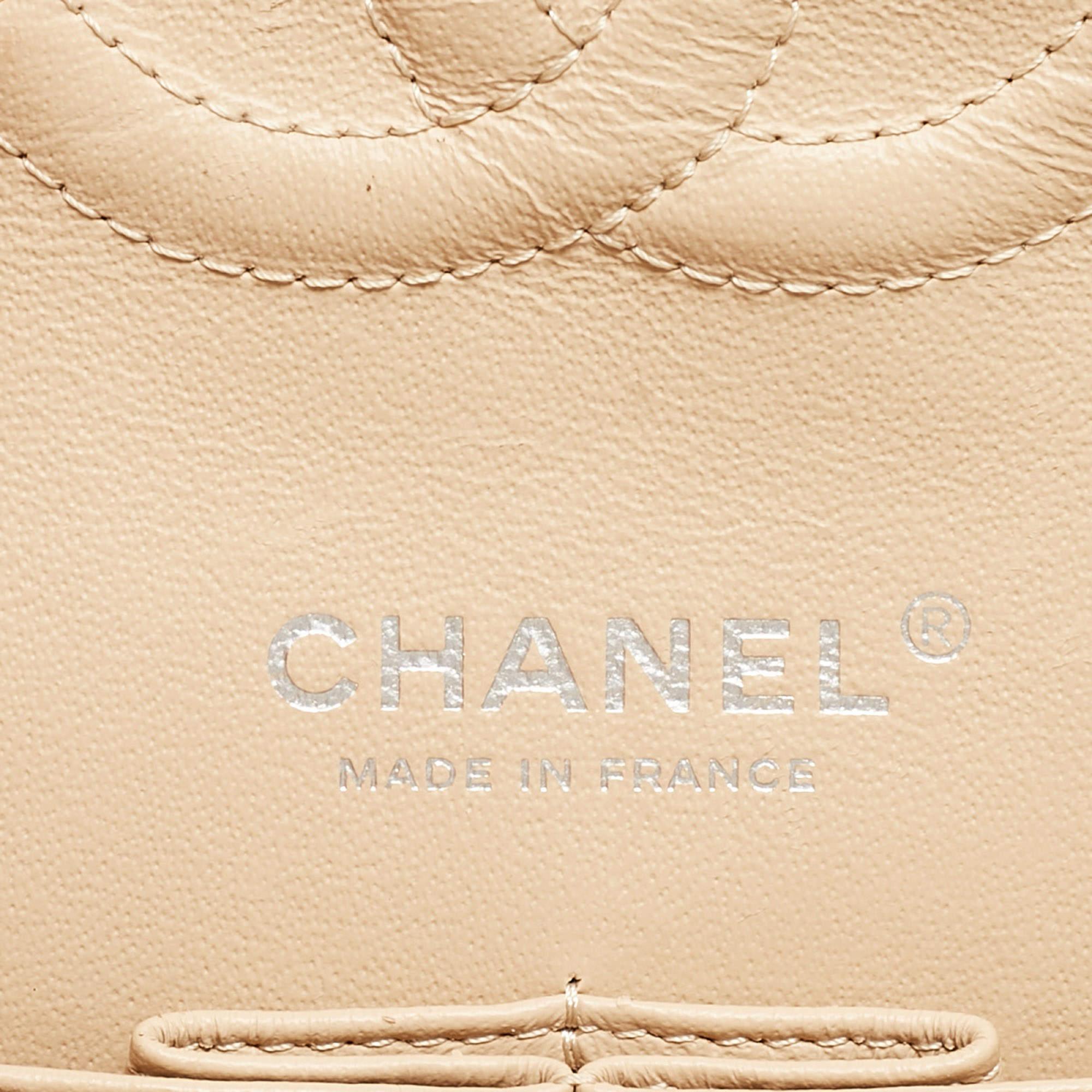 Chanel Beige Quilted Leather Medium Classic Double Flap Bag For Sale 6
