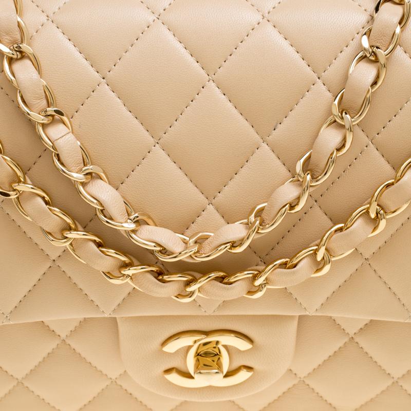 Chanel Beige Quilted Leather Medium Classic Double Flap Bag 5