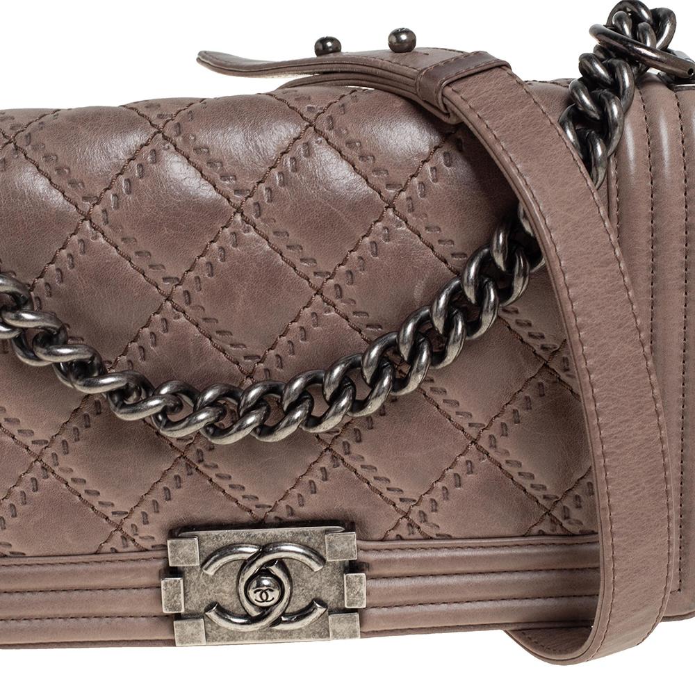 Chanel Beige Quilted Leather Medium Embossed Stitch Boy Flap Bag 3