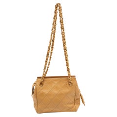 Chanel Beige Gestepptes Leder Mini Timeless Chain Tote