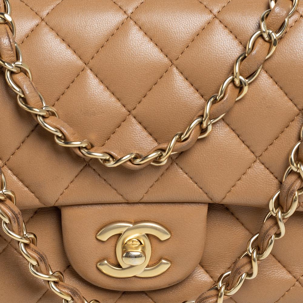 Chanel Beige Quilted Leather New Mini Classic Flap Bag 8