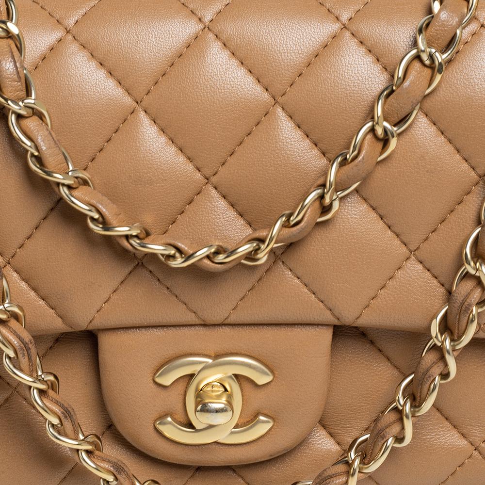 Chanel beige gestepptes Leder New Mini Classic Flap Bag 7
