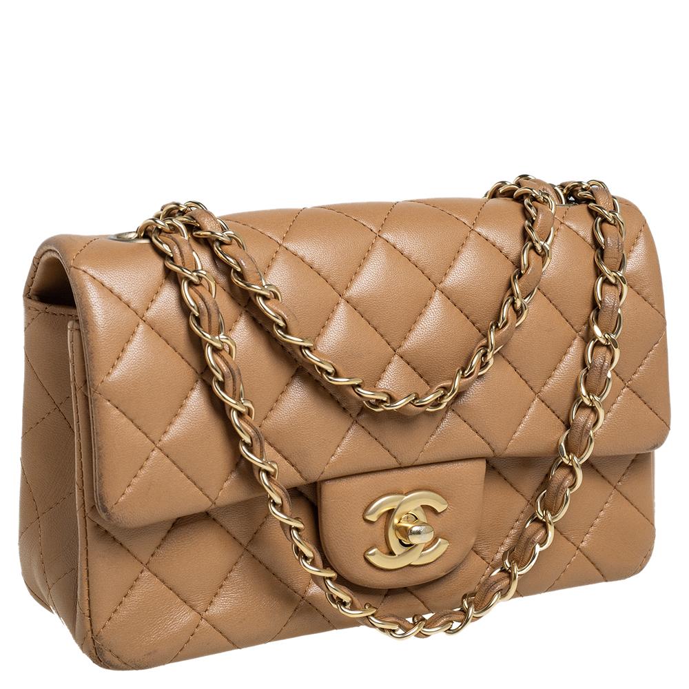 Women's Chanel Beige Quilted Leather New Mini Classic Flap Bag