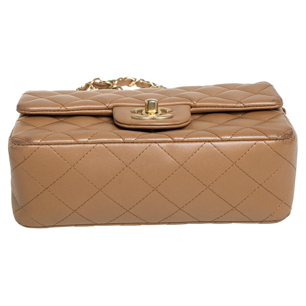 Chanel Beige Quilted Leather New Mini Classic Flap Bag 1