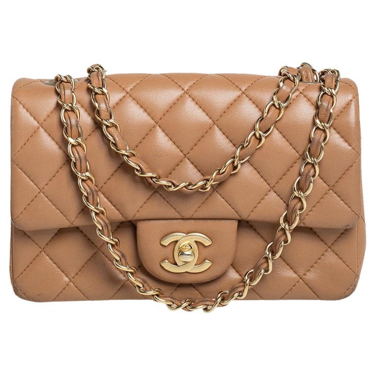 Chanel Beige Quilted Leather New Mini Classic Flap Bag