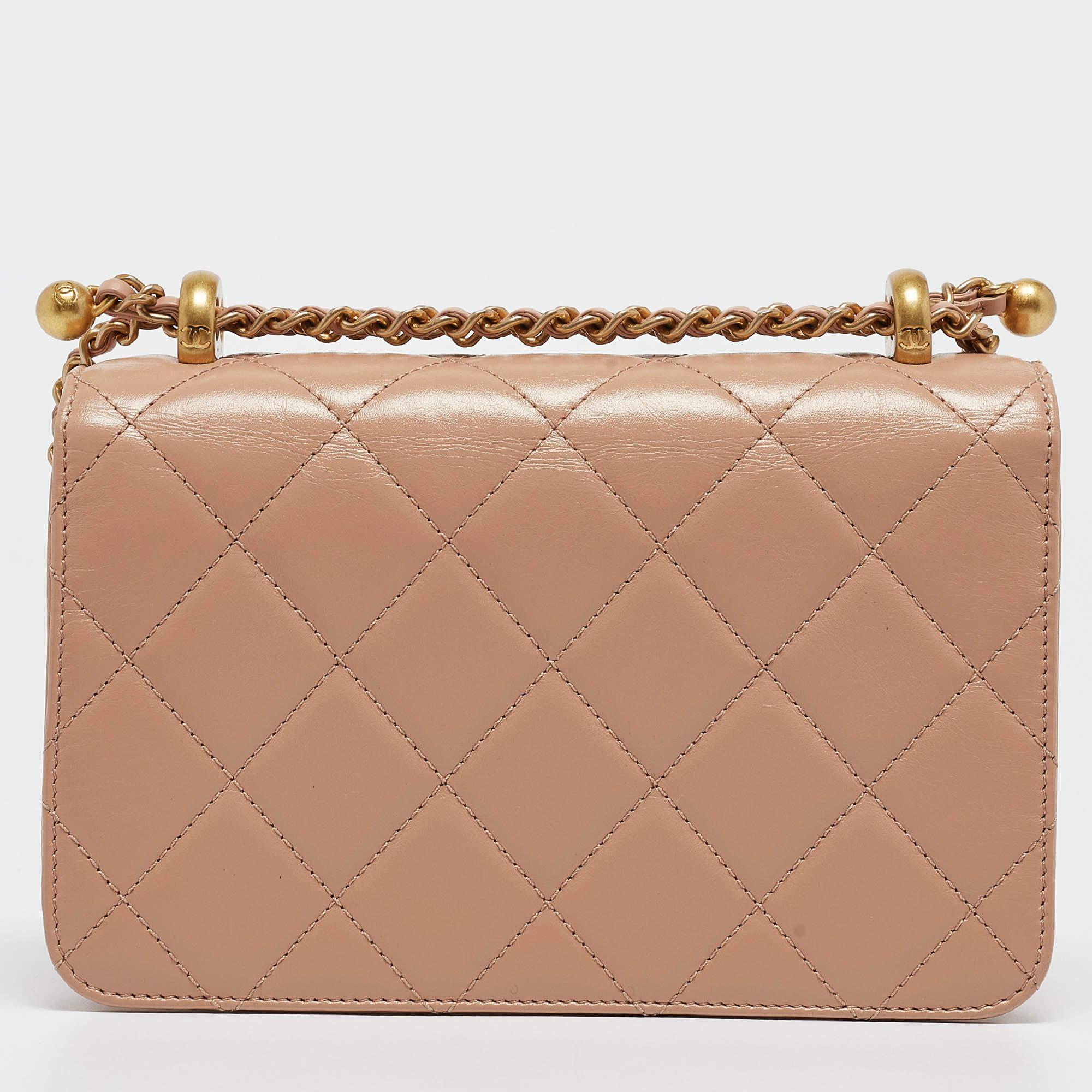 Women's Chanel Beige Quilted Leather Perfect Fit Flap Bag