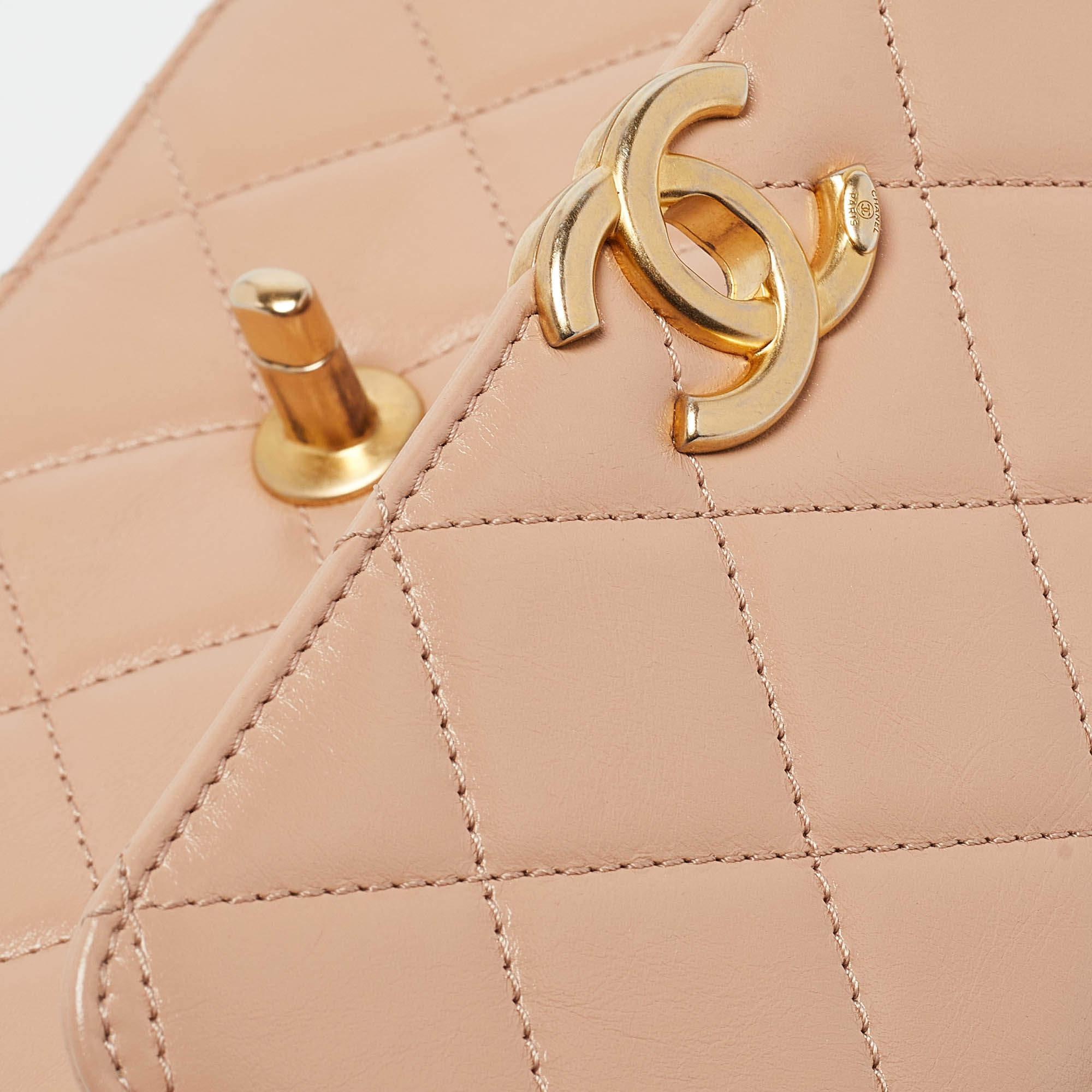 Chanel Beige Quilted Leather Perfect Fit Flap Bag 2