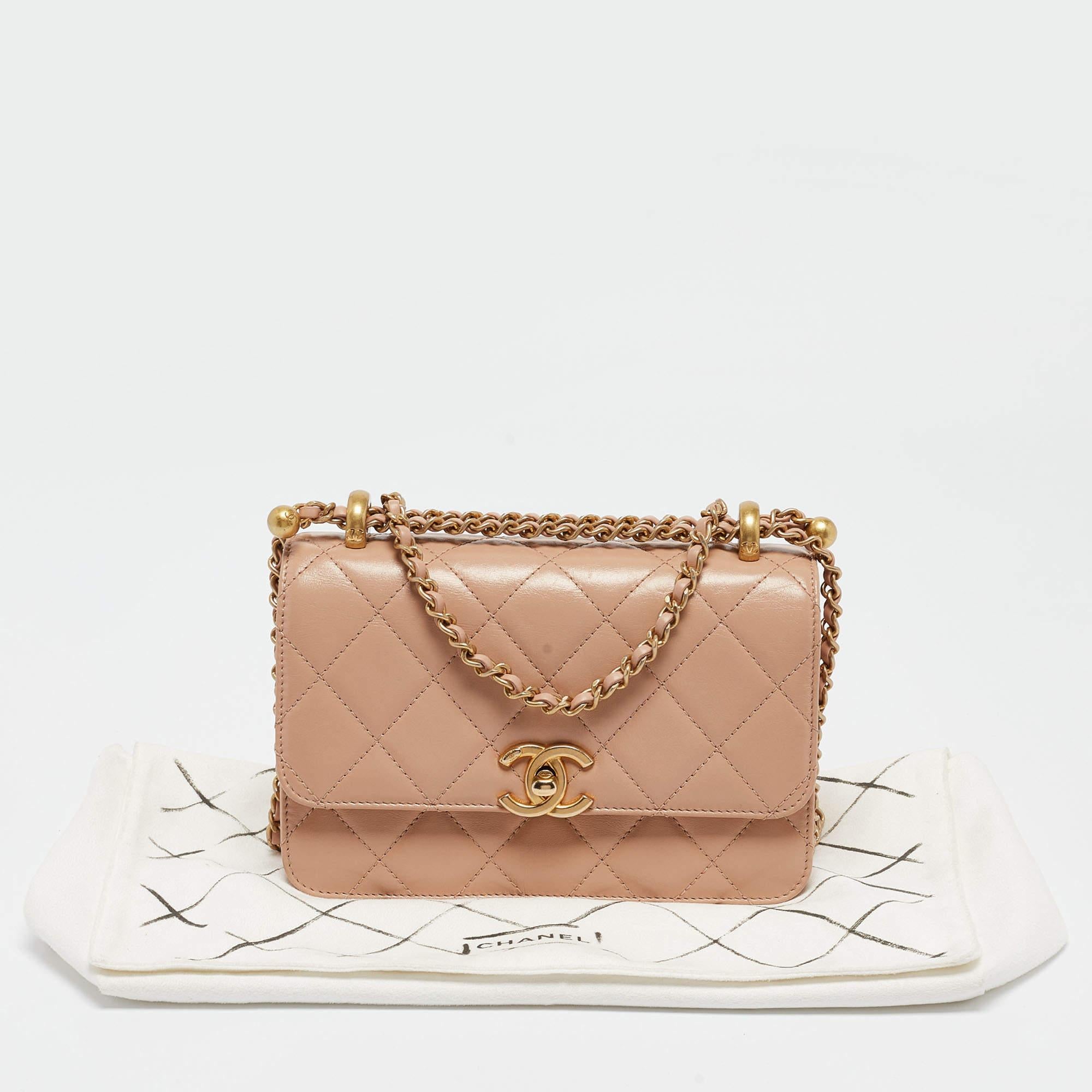 Chanel Beige Quilted Leather Perfect Fit Flap Bag 5
