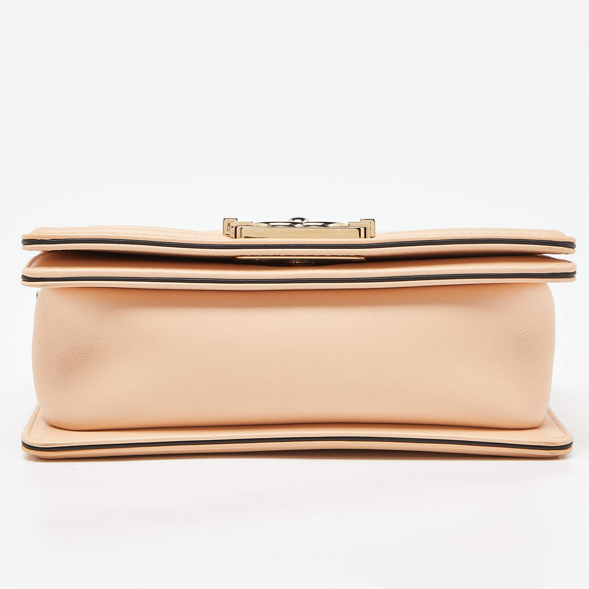 Chanel Beige Quilted Leather Small Boy Top Handle Bag 1