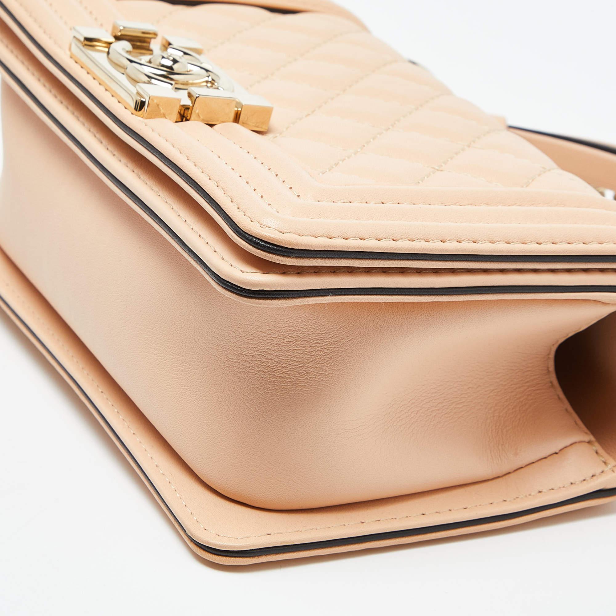Chanel Beige Quilted Leather Small Boy Top Handle Bag 2