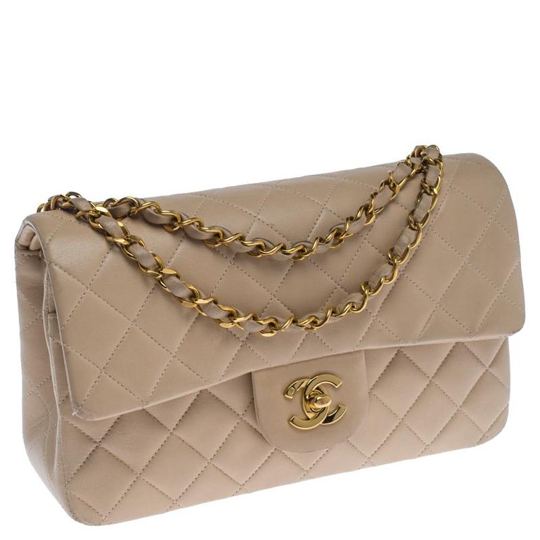 Chanel Beige Quilted Leather Small Classic Double Flap Bag For Sale at ...