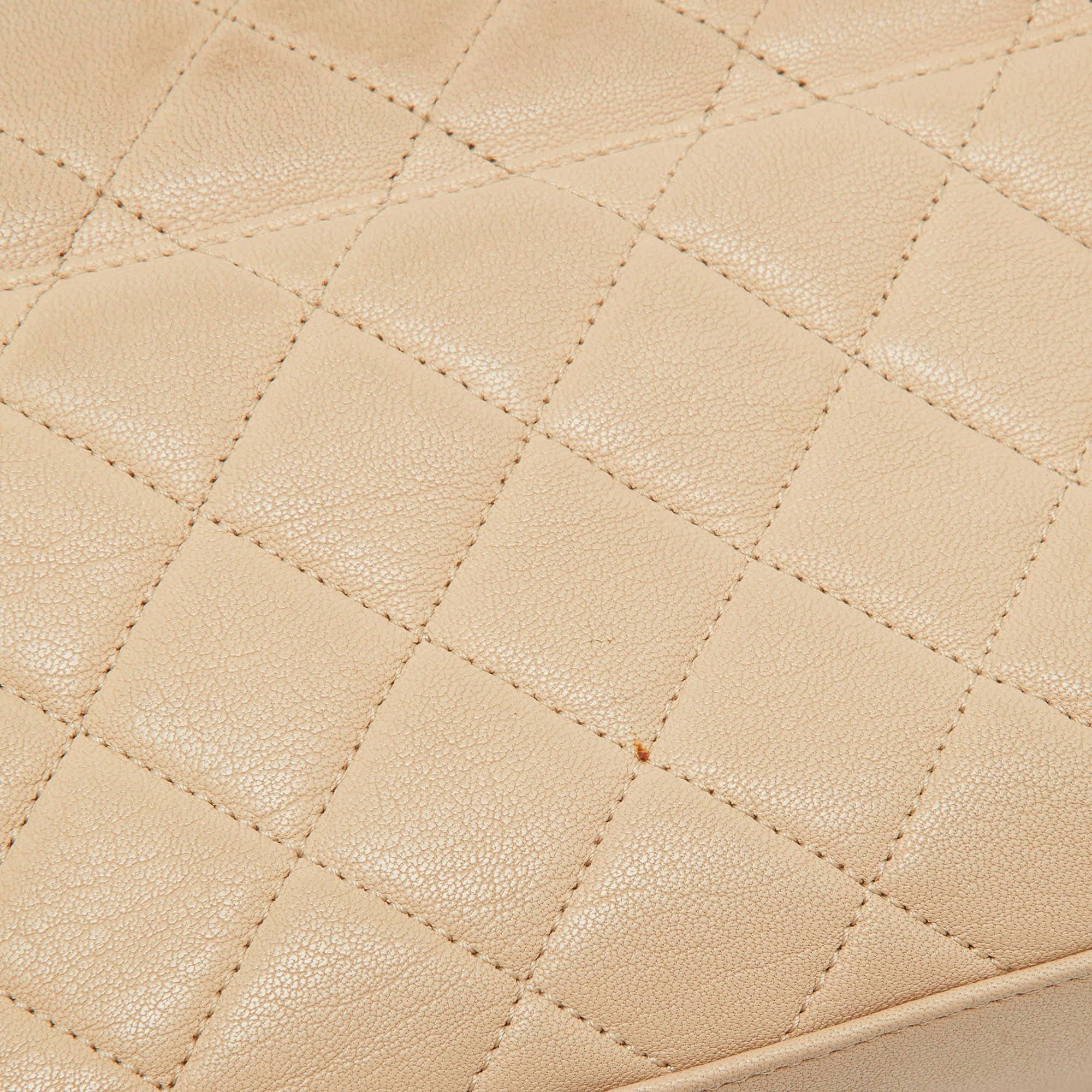 Chanel Beige Quilted Leather Small Trapezio Bag 2