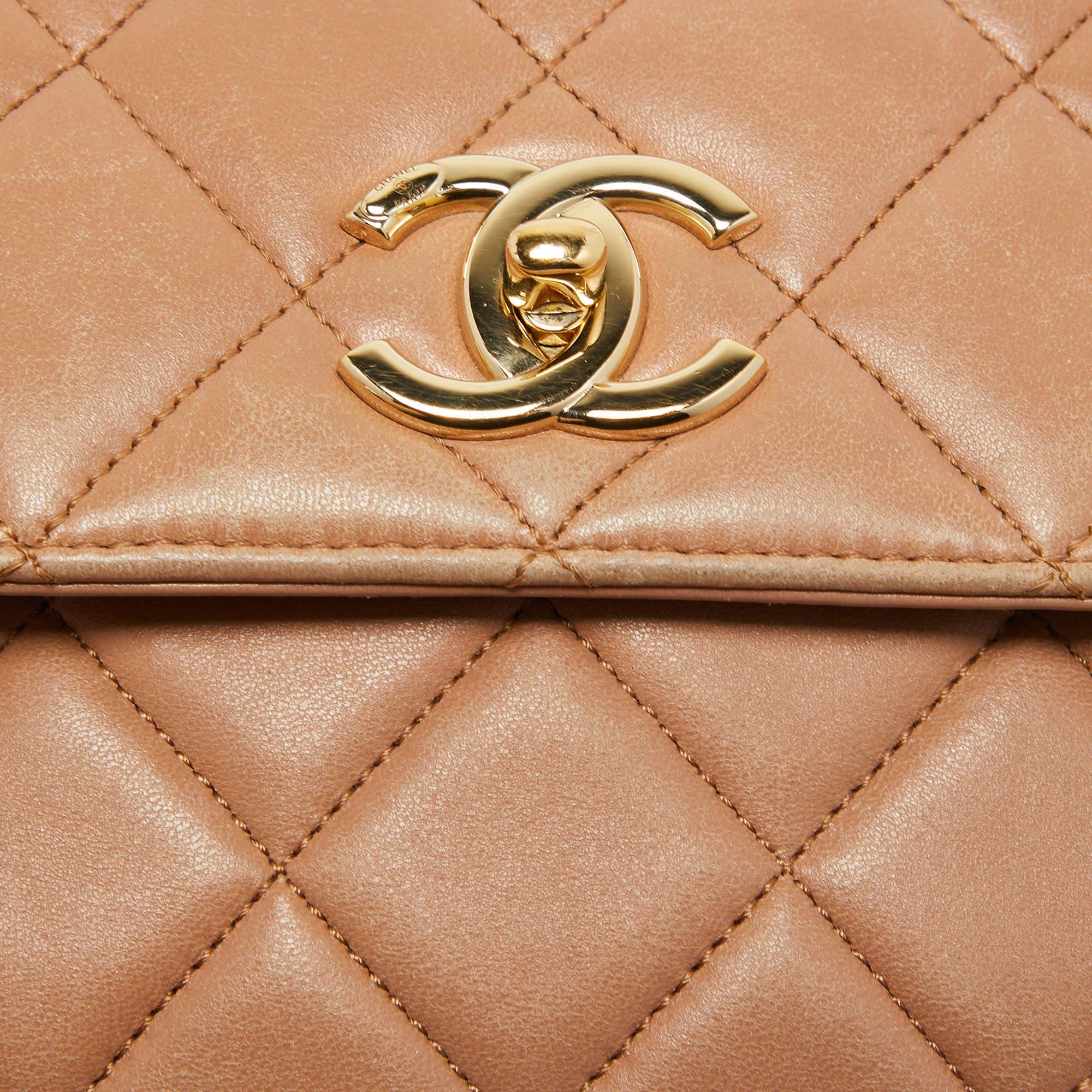 Chanel Beige Quilted Leather Small Trendy CC Flap Top Handle Bag For Sale 8