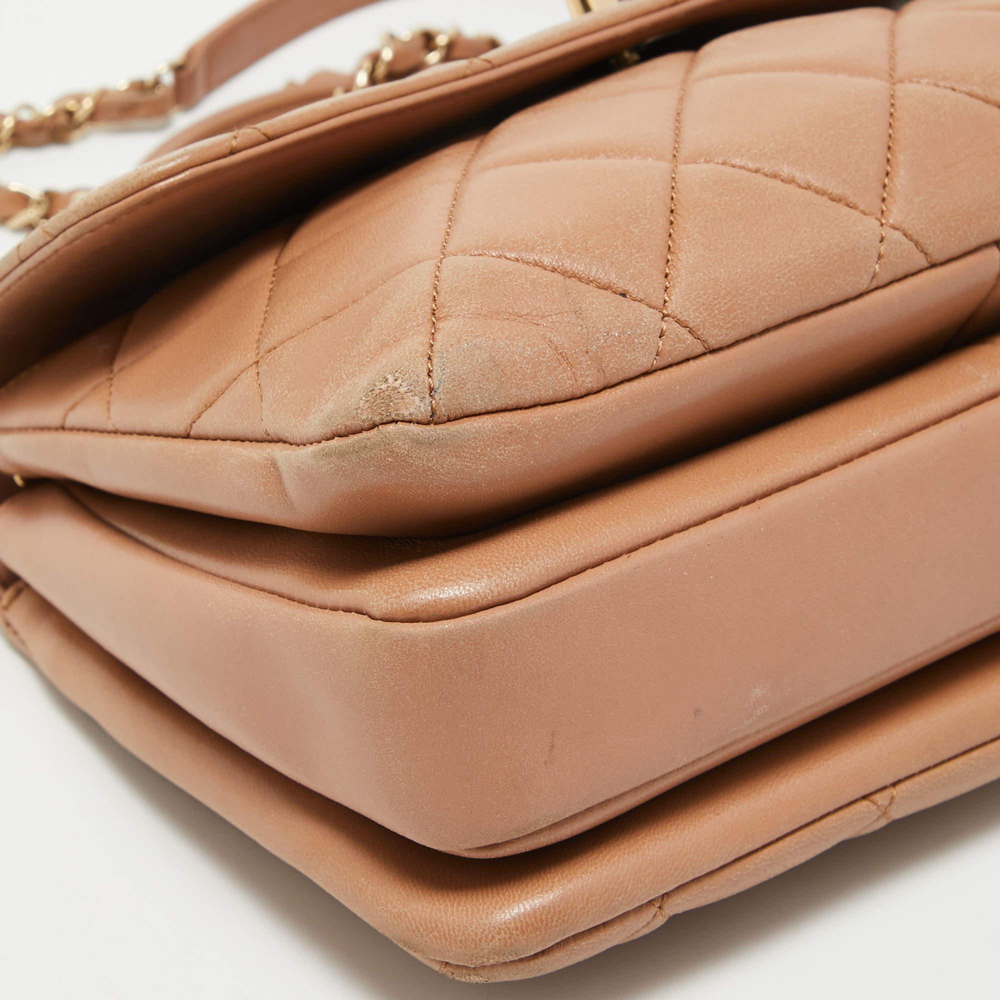 Chanel Beige Quilted Leather Small Trendy CC Flap Top Handle Bag 11