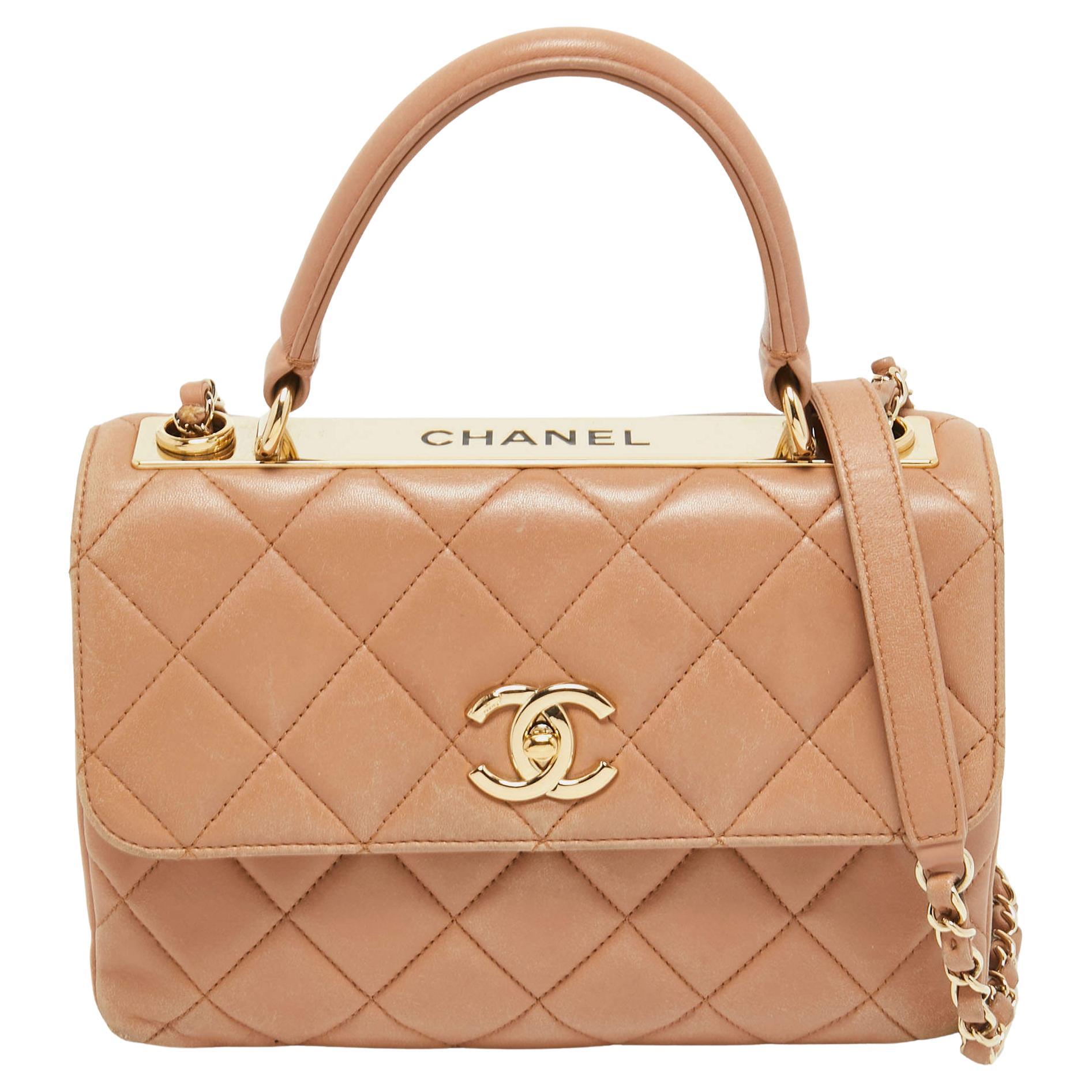 Chanel Beige Quilted Leather Small Trendy CC Flap Top Handle