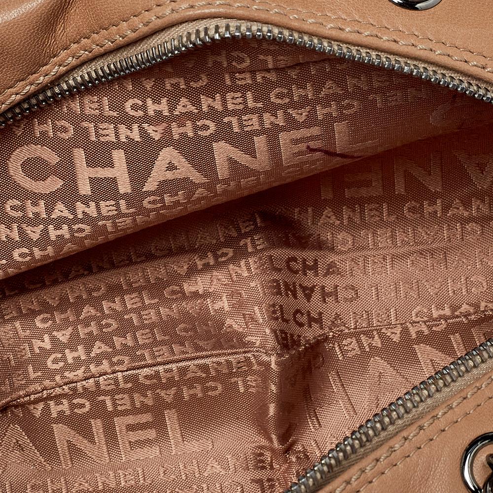 Chanel Beige Quilted Leather Tassel Shoulder Bag 2