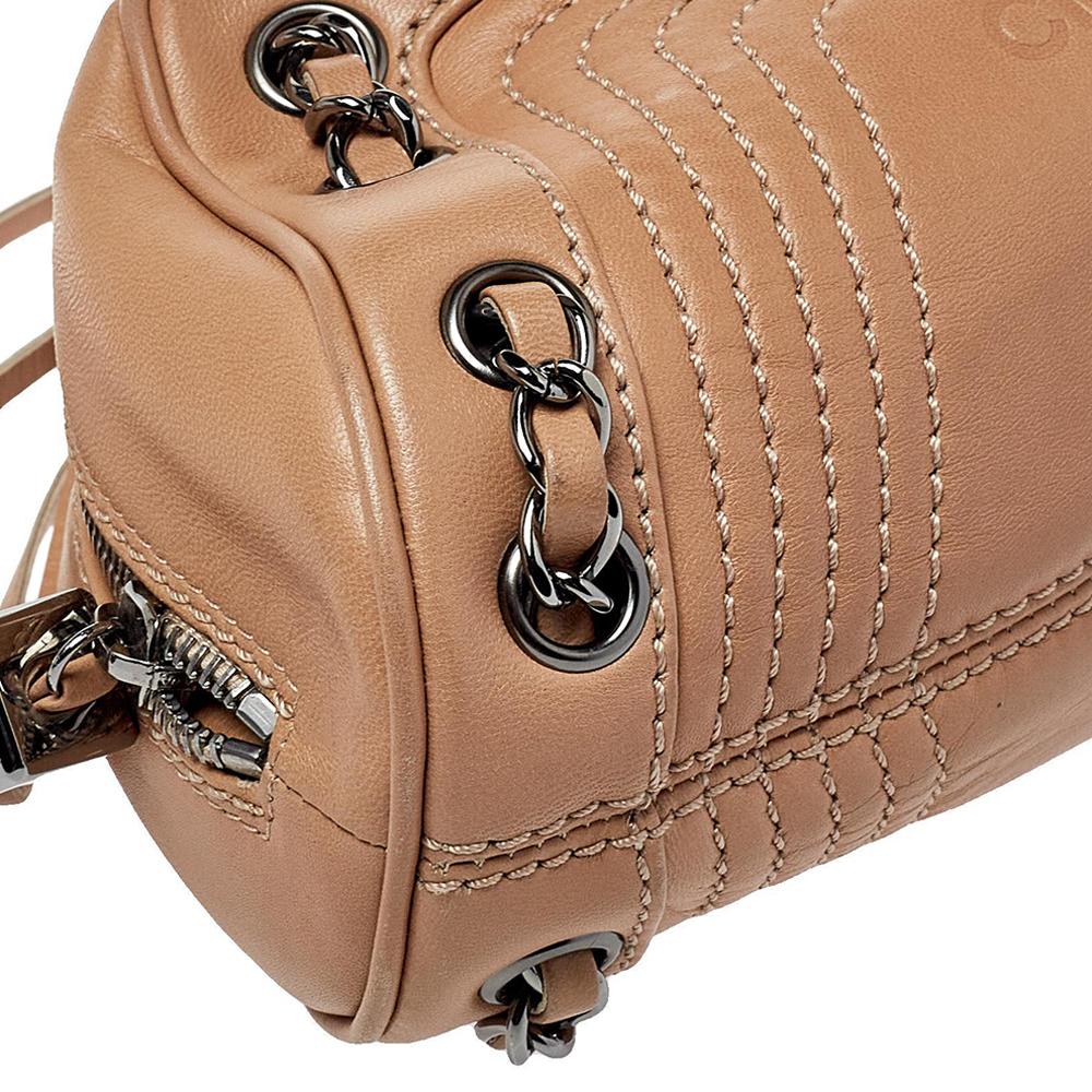 Chanel Beige Quilted Leather Tassel Shoulder Bag 3