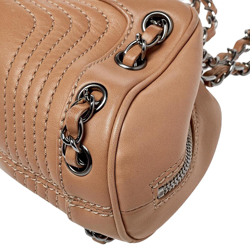 Chanel Beige Quilted Leather Tassel Shoulder Bag 4