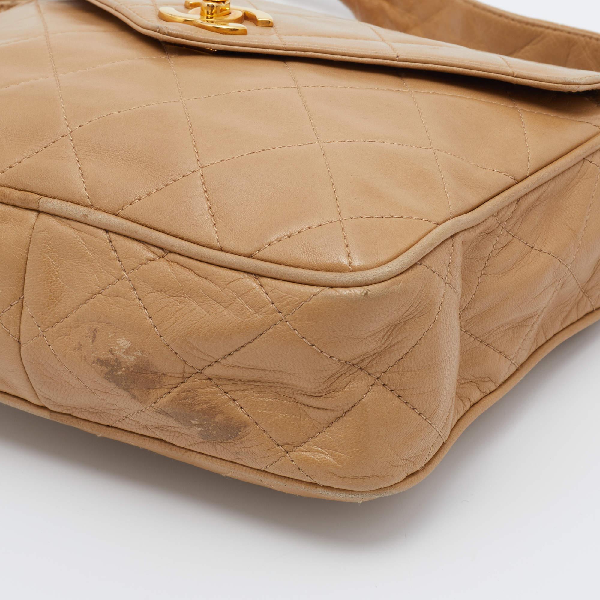 Chanel Beige Quilted Leather Vintage Camera Bag 6