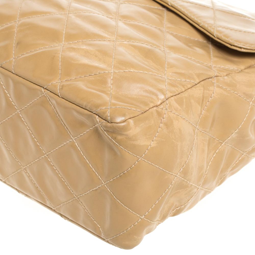 Chanel Beige Quilted Leather Vintage Jumbo Single Flap Shoulder Bag 3