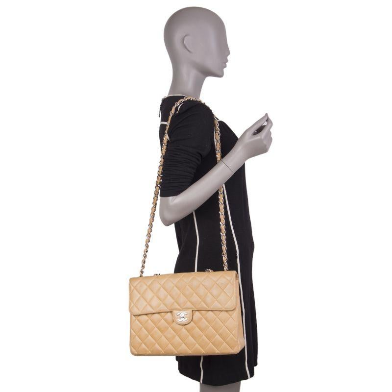 Chanel beige quilted leather VINTAGE MAXI CLASSIC FLAP Shoulder Bag 3