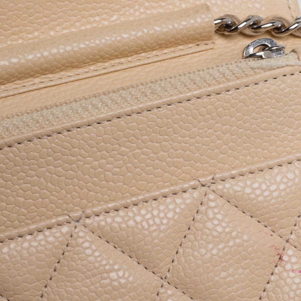 Chanel Beige Quilted Leather Wallet On Chain 6