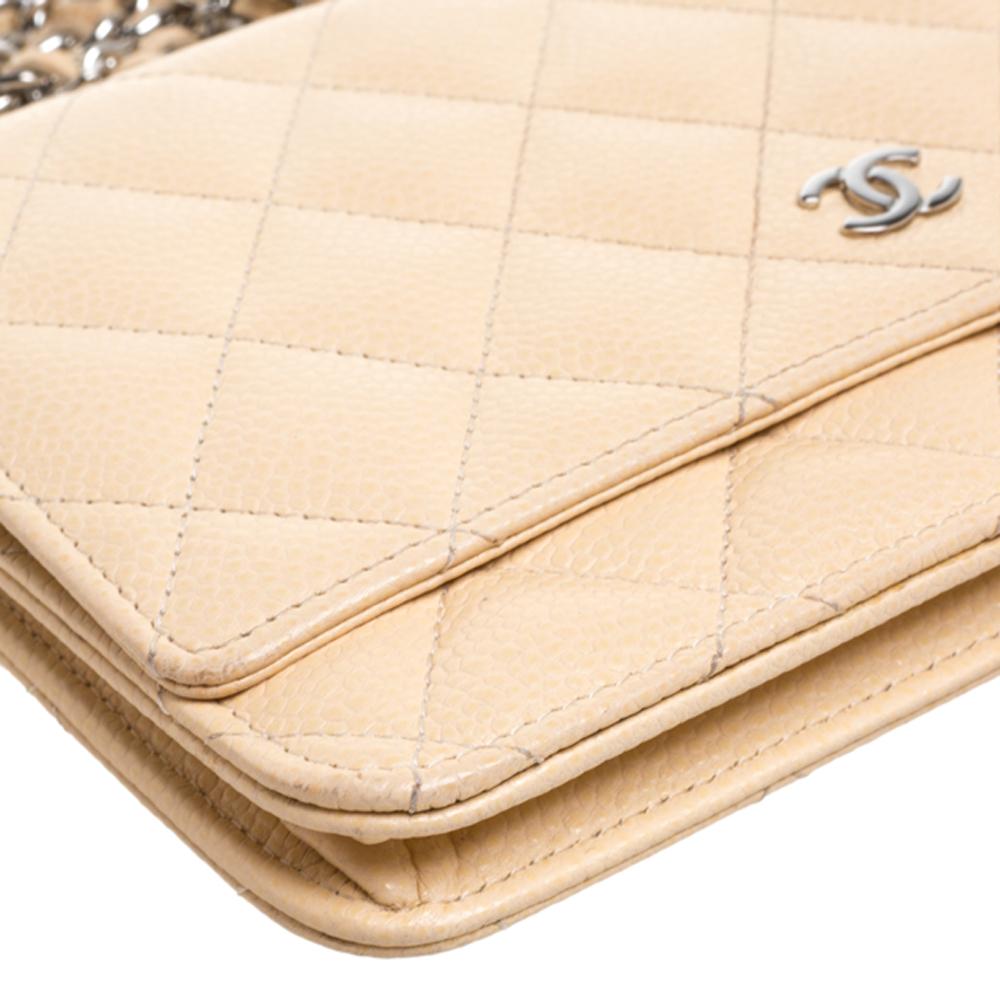 Chanel Beige Quilted Leather Wallet On Chain 2