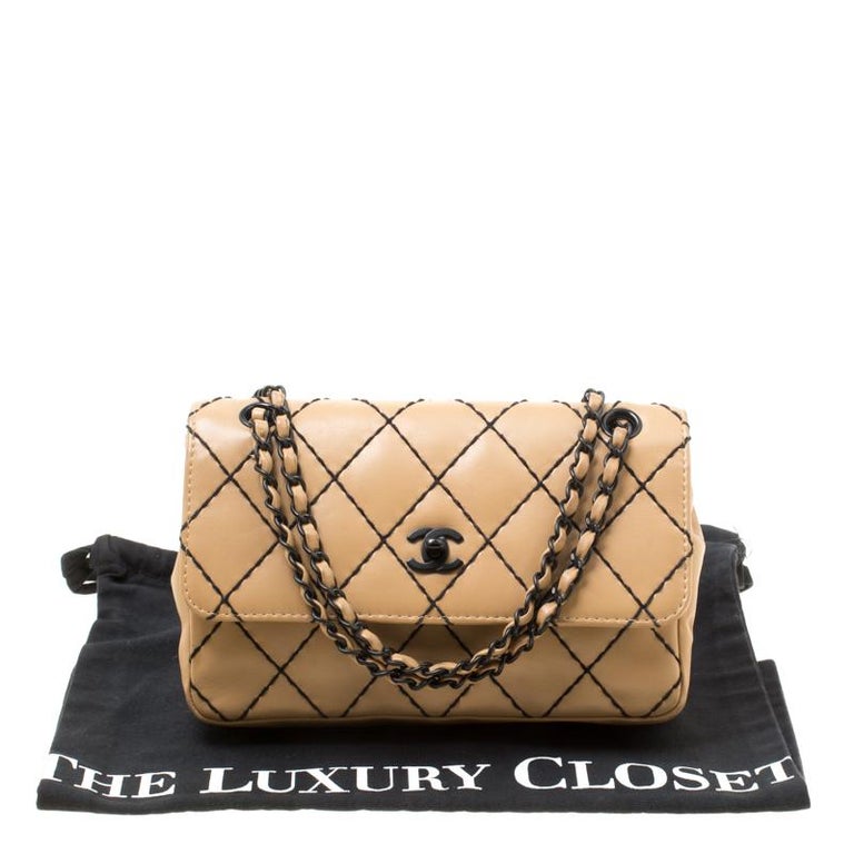 used Pre-owned Chanel Shoulder Bag Wild Stitch Coco Mark on The Road Beige Women's Matte Caviar Skin (Good), Adult Unisex, Size: (HxWxD): 29cm x 43cm
