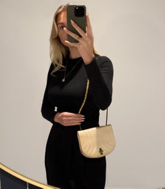 Chanel Beige Quilted Satin Vintage Bijoux Half Moon Mini Flap Bag