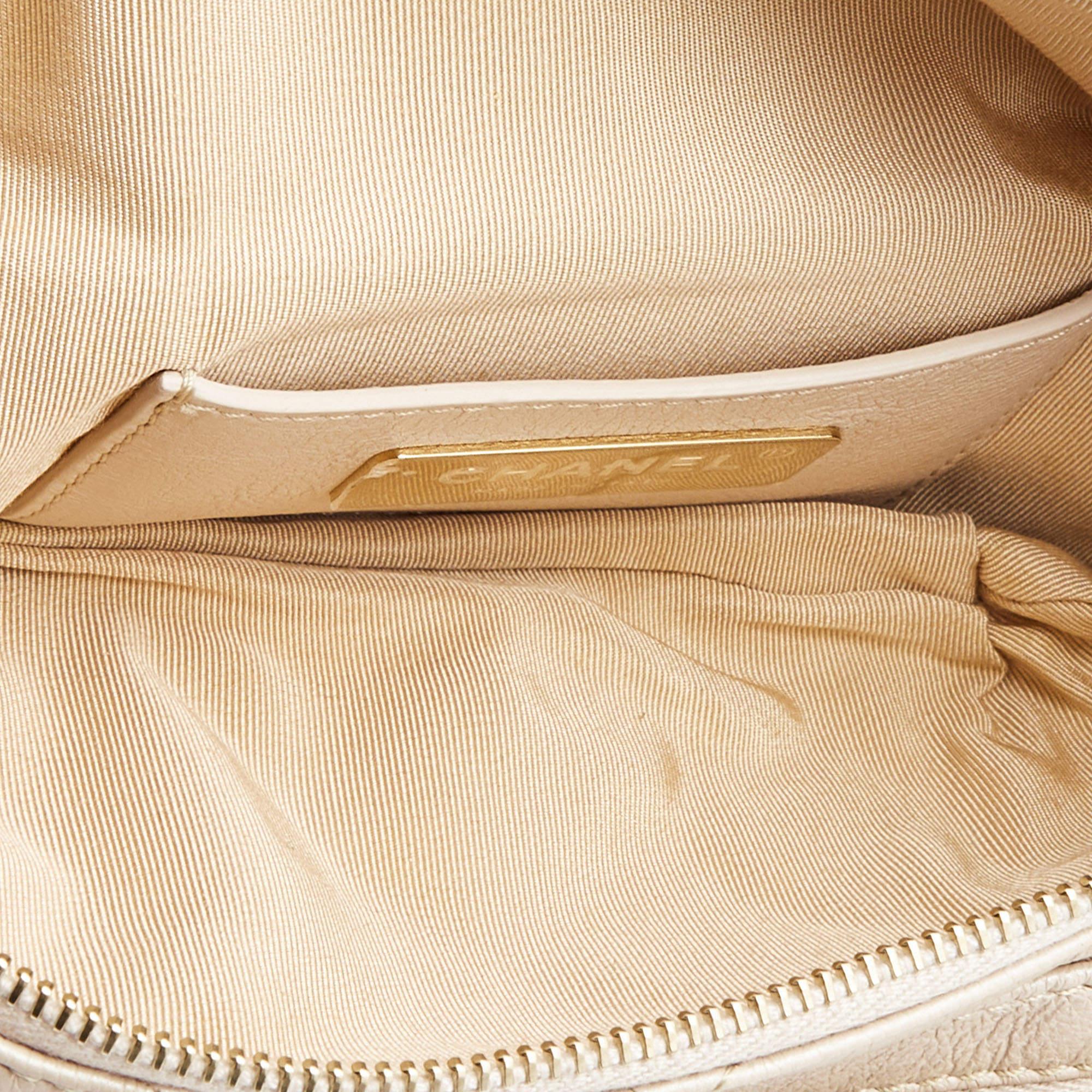 Chanel Beige Quilted Shimmer Leather Fanny Pack Waistbelt Bag 5