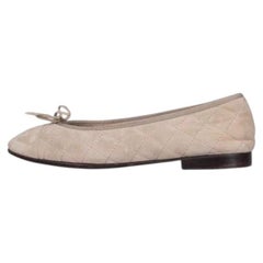 Chanel Beige Quilted Suede Ballet Flats Sz.38