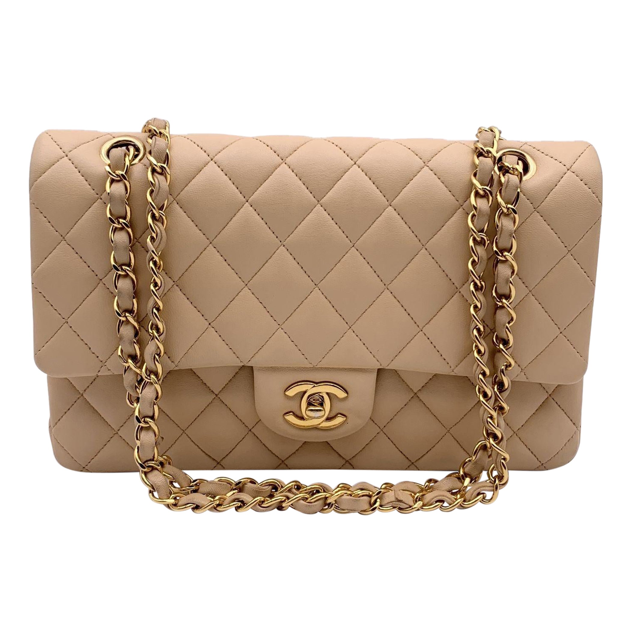 Chanel Beige Quilted Timeless Classic 2.55 Shoulder Bag 25 cm