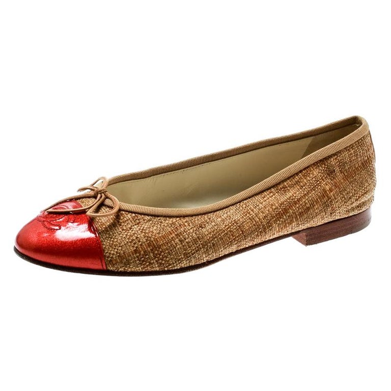 Chanel Red Python CC Ballet Flats Size 6/36.5