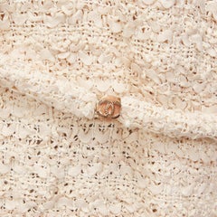 CHANEL beige ribbon tweed CC embellished rope belt wrap jacket FR42 XL