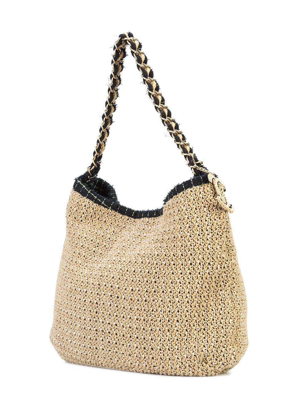 Chanel Beige Rope Organic Raffia Camelia Shoulder Tote For Sale 14