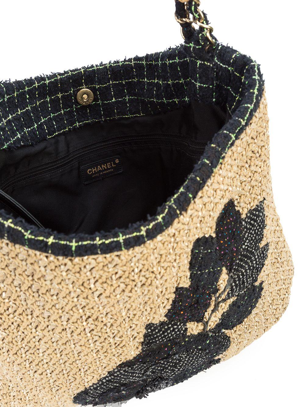 Chanel Beige Rope Organic Raffia Camelia Shoulder Tote For Sale 15