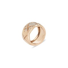 Chanel Beige / Rose Gold Diamond Coco Crush Ring Size 50 J11100