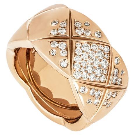 Chanel Coco Crush Ring in Beige / Roségold mit Diamanten, Größe 50 J11100
