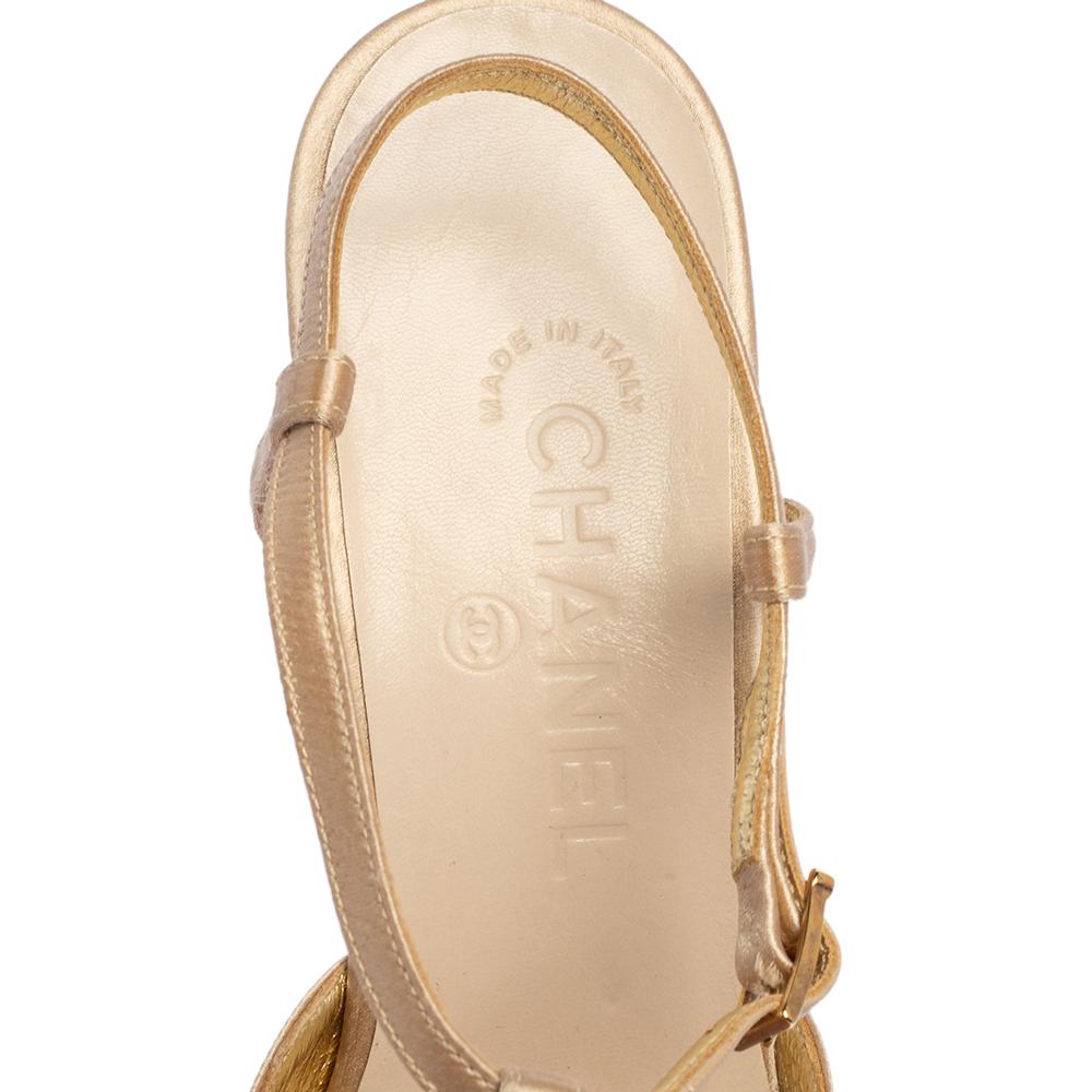 Chanel Beige Satin Pointed Cap Toe T Strap Pumps Size 38.5 2