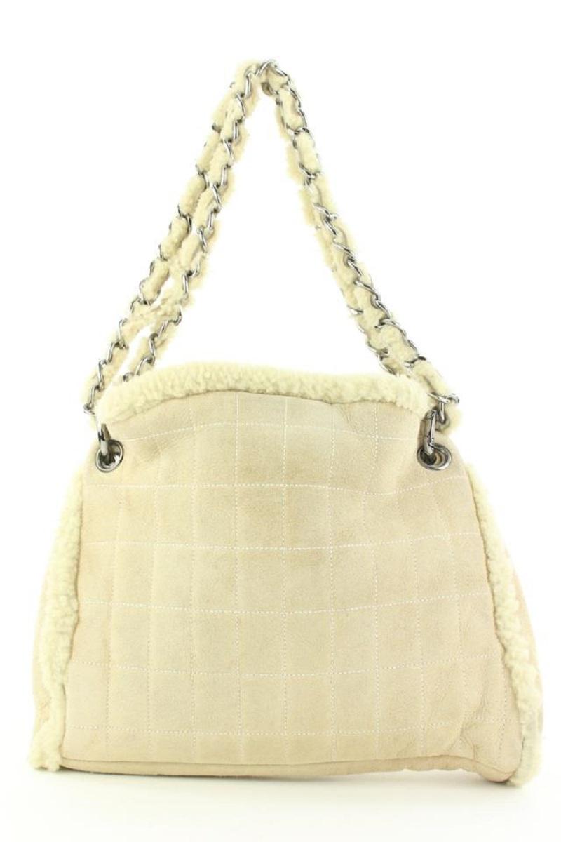 Chanel Beige Shearling Chain Hobo Bag with Pouch54ccs125  For Sale 2