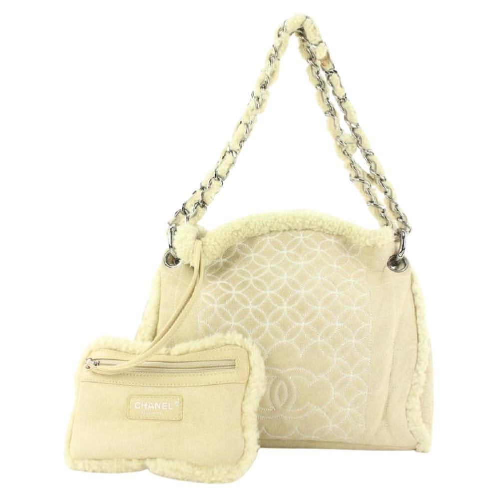 Chanel Beige Shearling Chain Hobo Bag with Pouch54ccs125