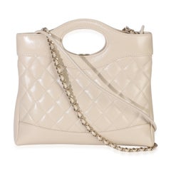 Chanel Beige Shiny Crumpled Quilted Calfskin Mini 31 Shopping Bag