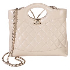 Chanel Beige Shiny Crumpled Quilted Calfskin Mini 31 Shopping Bag