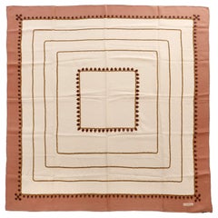 Chanel Beige Silk Geometric Squares Scarf