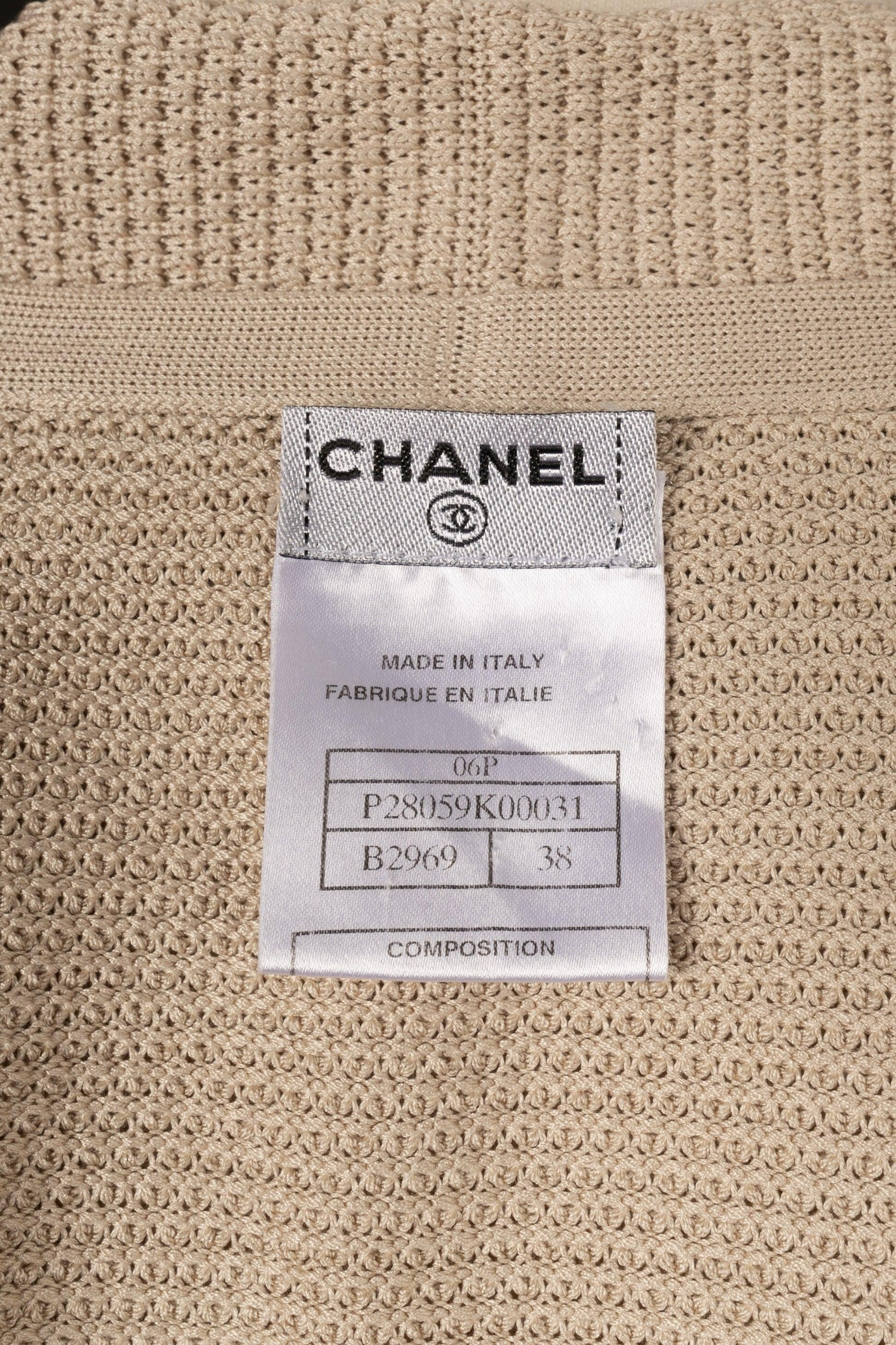 Chanel Beige Silk Jacket Embroidered with Black Strip Spring, 2006 For Sale 2