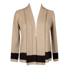 Chanel Chaqueta de seda beige bordada con franja negra Primavera, 2006