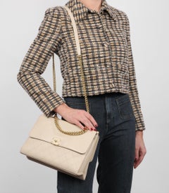 Chanel Beige Smooth & Quilted Calfskin Leather Small Coco Luxe Handle Flap Bag