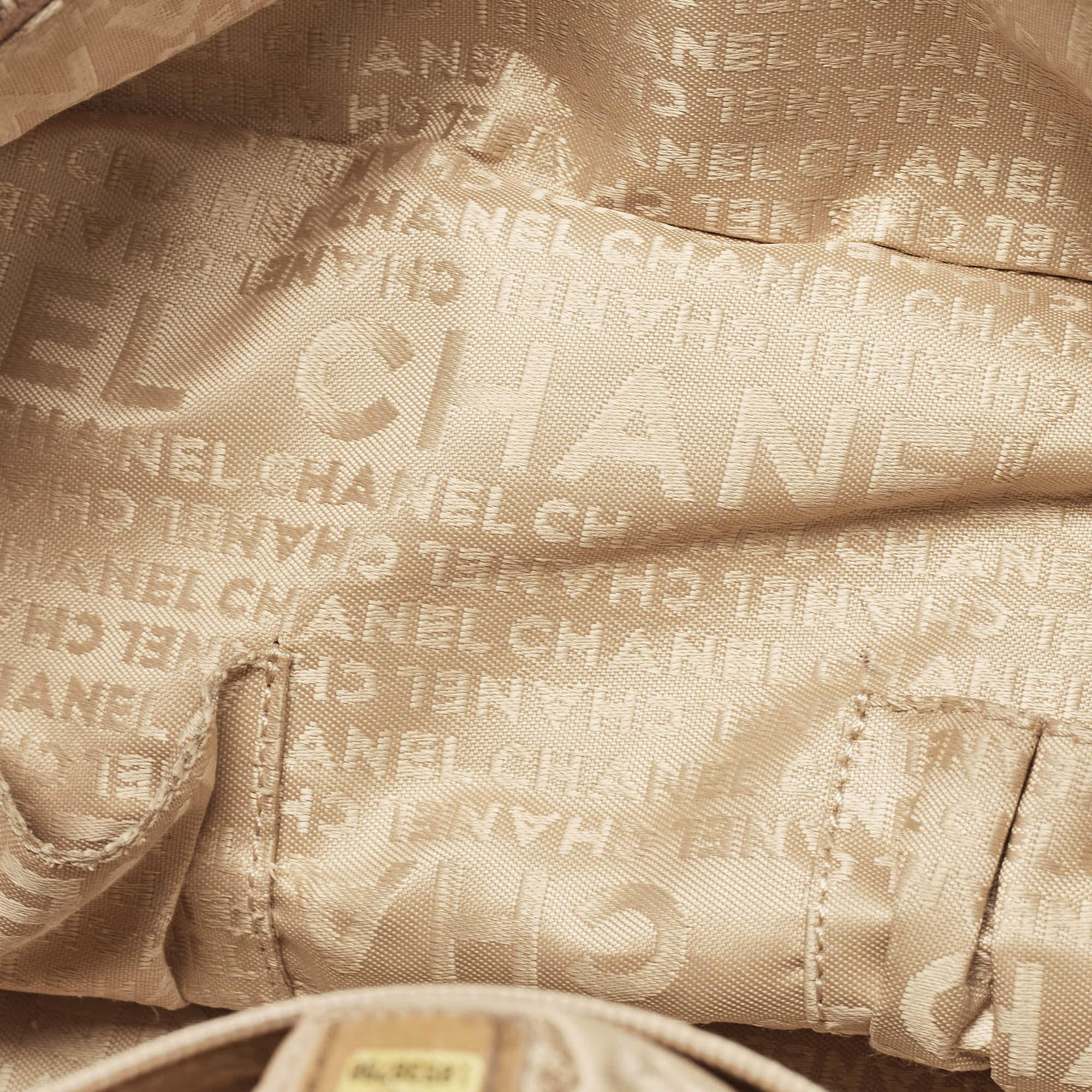Chanel Beige Square Quilt Caviar Leather LAX Bowler Bag 7