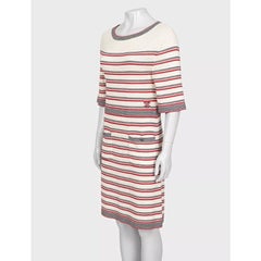 Chanel Beige Striped Print Dress - Size FR36/S